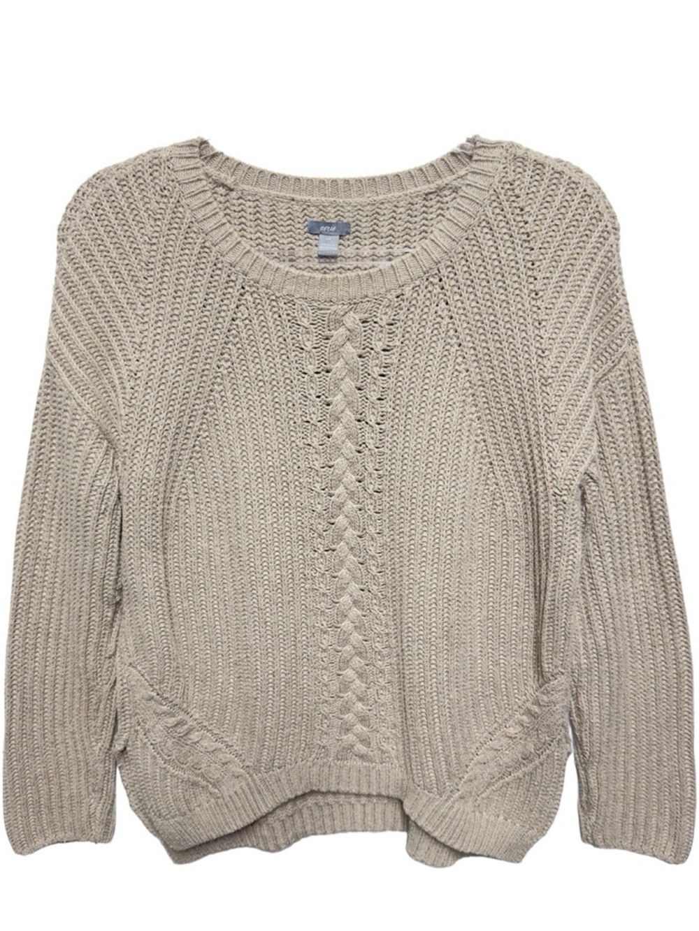 Wool Cotton Knit Aran Fisherman Cable Knitted Sweater Pullover Jumper